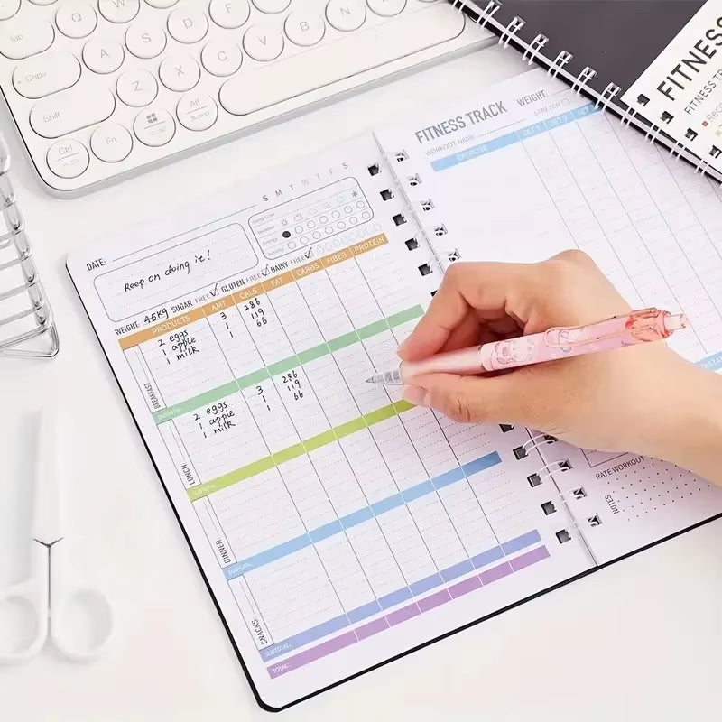 Spiral Fitness Journal Notebook – Daily Exercise & Nutrition Planner