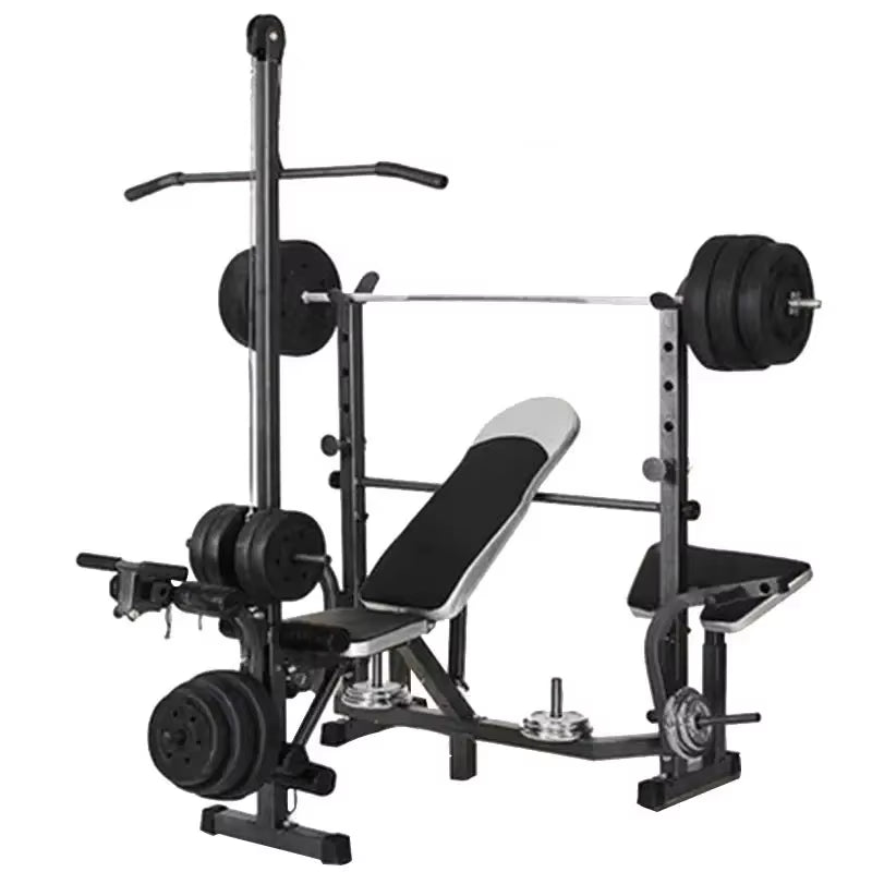 2024 Adjustable Barbell Bench Press & Squat Rack – Ultimate Home Gym Fitness Solution