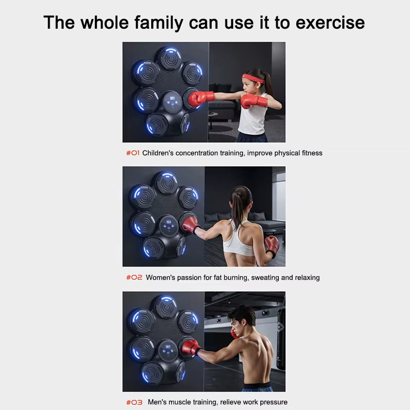 2025 Smart Music Boxing Machine – Bluetooth Wall-Mounted Punching Trainer