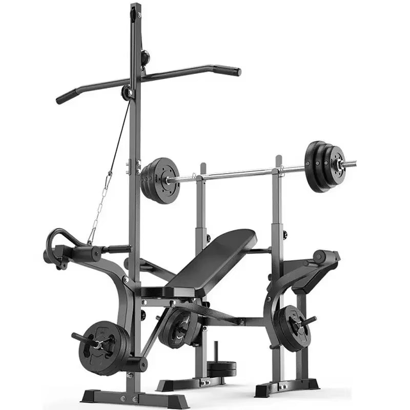 2024 Adjustable Barbell Bench Press & Squat Rack – Ultimate Home Gym Fitness Solution