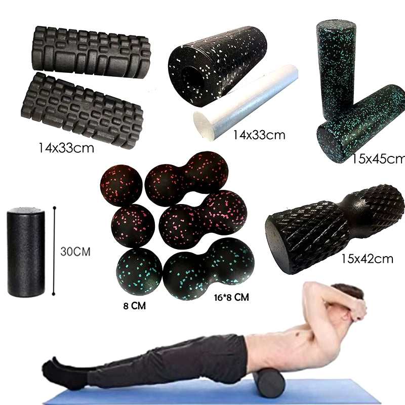 Foam Roller + Massage Ball Set – Fitness Mobility Tool for Yoga, Physical Therapy, and Pain Relief