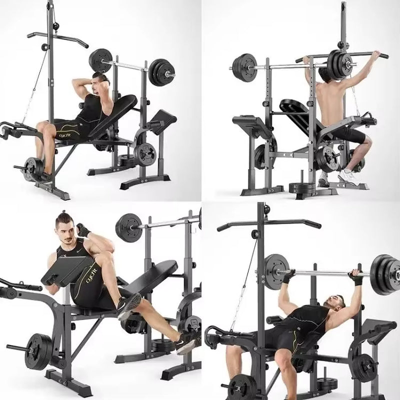 2024 Adjustable Barbell Bench Press & Squat Rack – Ultimate Home Gym Fitness Solution
