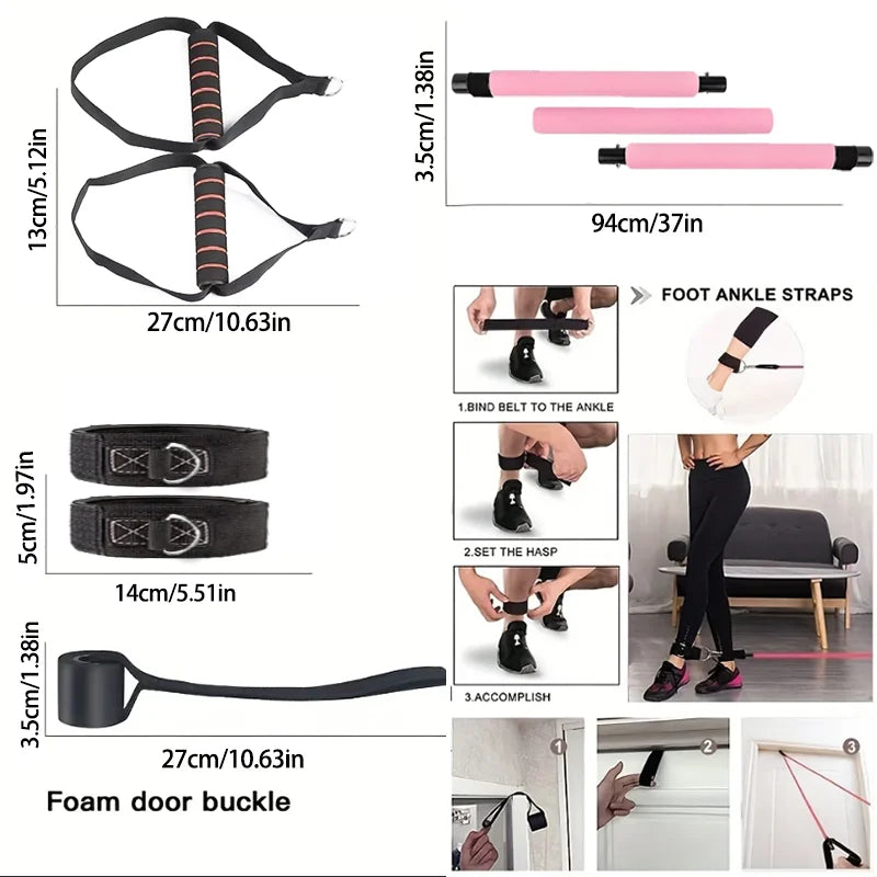Portable Pilates Tensioner Kit with Latex Resistance Band – Complete Fitness Solution