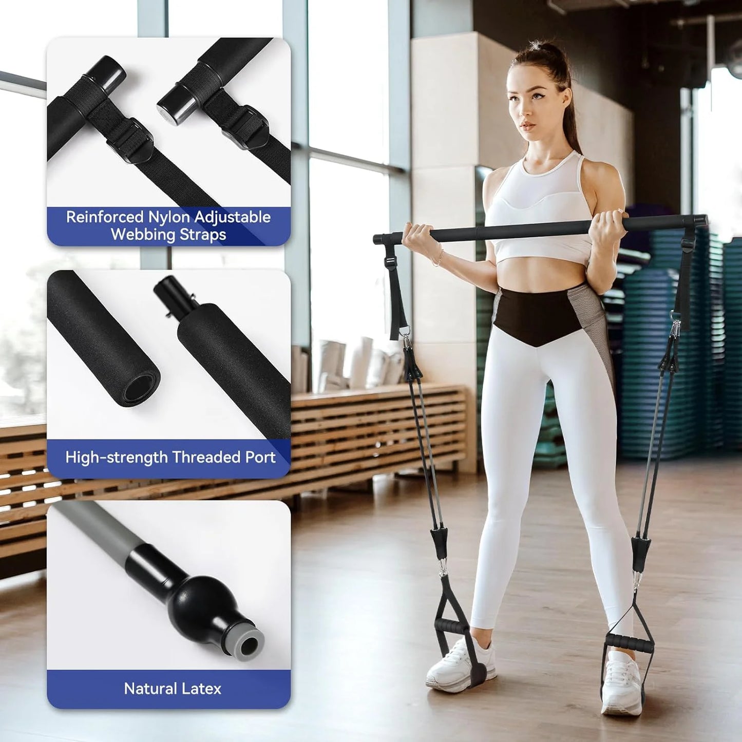 Portable Pilates Tensioner Kit with Latex Resistance Band – Complete Fitness Solution