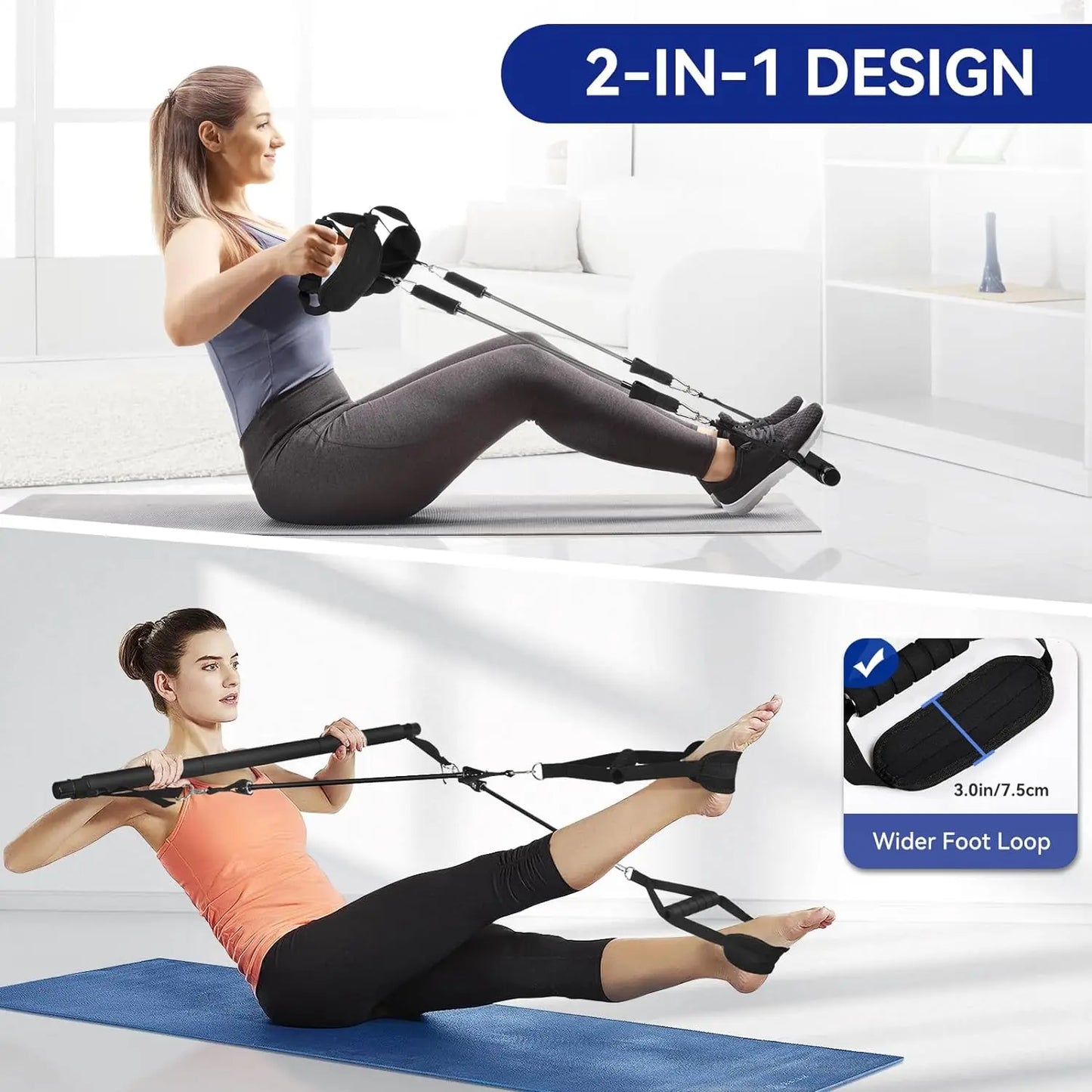Portable Pilates Tensioner Kit with Latex Resistance Band – Complete Fitness Solution