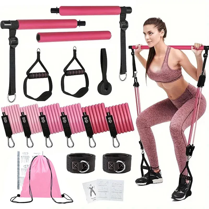 Portable Pilates Tensioner Kit with Latex Resistance Band – Complete Fitness Solution