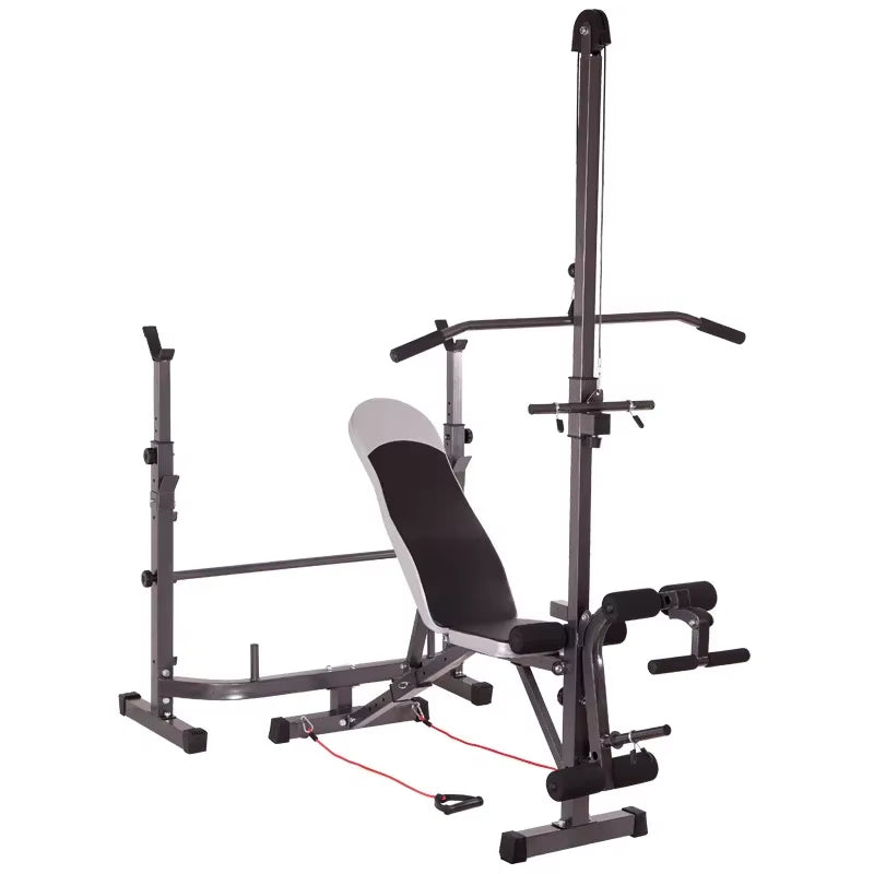 2024 Adjustable Barbell Bench Press & Squat Rack – Ultimate Home Gym Fitness Solution
