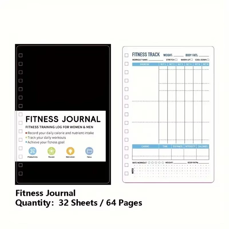 Spiral Fitness Journal Notebook – Daily Exercise & Nutrition Planner