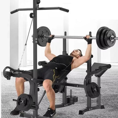 2024 Adjustable Barbell Bench Press & Squat Rack – Ultimate Home Gym Fitness Solution