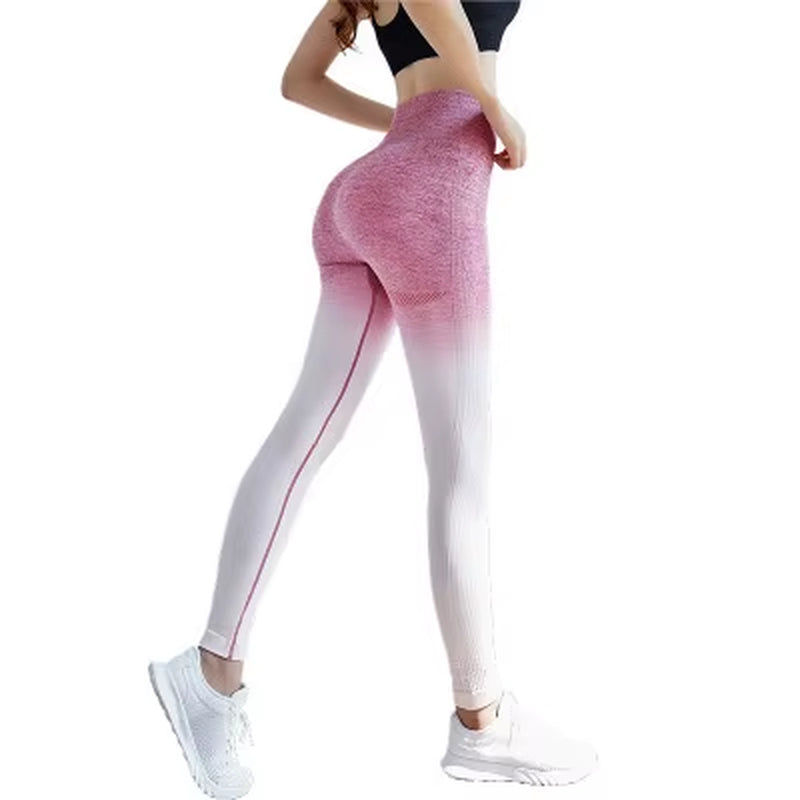 Women's Sport Yoga Gradient Color Energy Leggings - Workout & Running Tights
