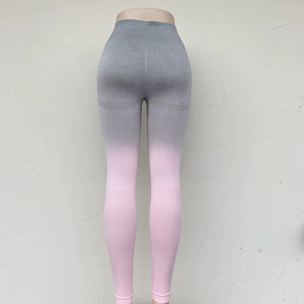Women's Sport Yoga Gradient Color Energy Leggings - Workout & Running Tights