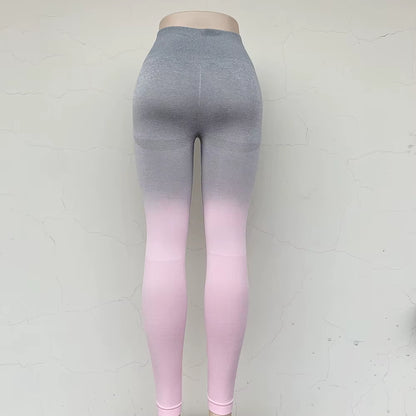 Women's Sport Yoga Gradient Color Energy Leggings - Workout & Running Tights
