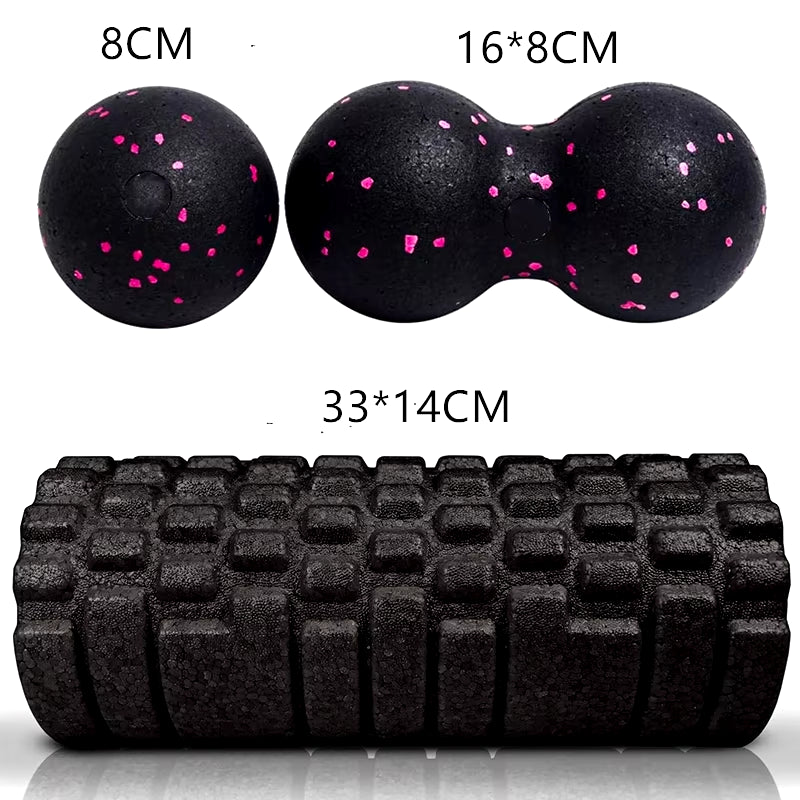 Foam Roller + Massage Ball Set – Fitness Mobility Tool for Yoga, Physical Therapy, and Pain Relief