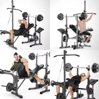 2024 Adjustable Barbell Bench Press & Squat Rack – Ultimate Home Gym Fitness Solution