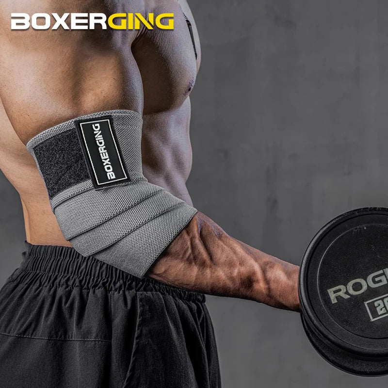 A Pair Premium Elbow Wraps - BOXERGING Support Straps for Weightlifting & Fitness
