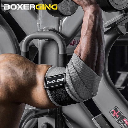 A Pair Premium Elbow Wraps - BOXERGING Support Straps for Weightlifting & Fitness