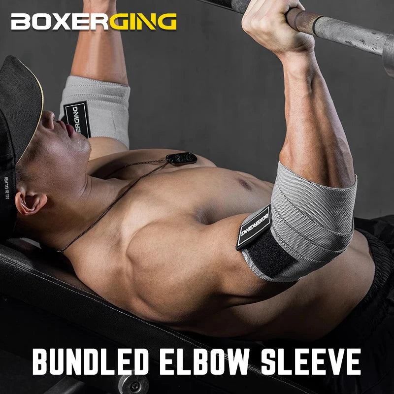 A Pair Premium Elbow Wraps - BOXERGING Support Straps for Weightlifting & Fitness