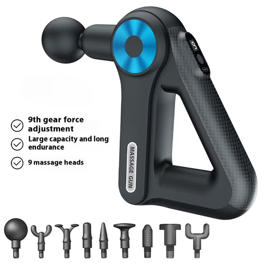 Portable Mini Electric Sports Triangle Massage Gun + 9 Massage Heads