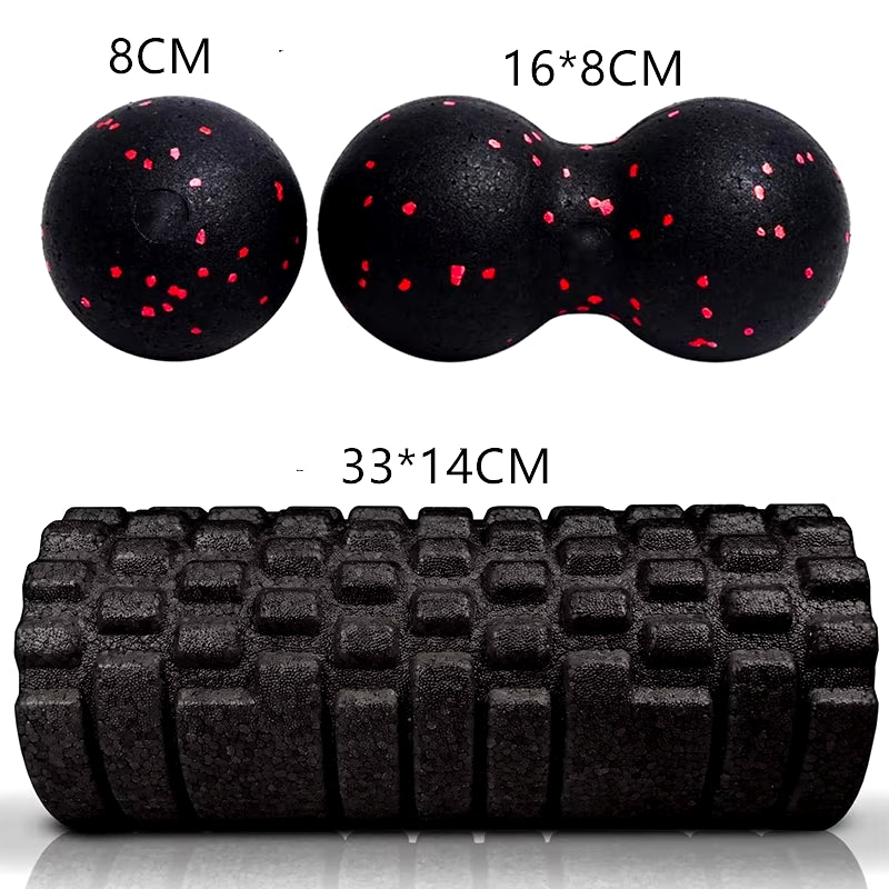 Foam Roller + Massage Ball Set – Fitness Mobility Tool for Yoga, Physical Therapy, and Pain Relief