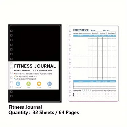 Spiral Fitness Journal Notebook – Daily Exercise & Nutrition Planner