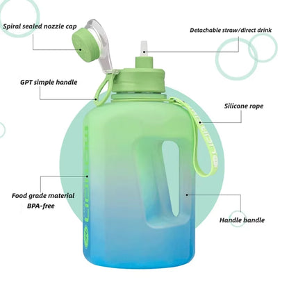 2-Litre Sports Water Bottle with Straw – Large Capacity Fitness Kettle